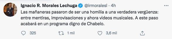 Tuit de Ignacio Morales Lechuga