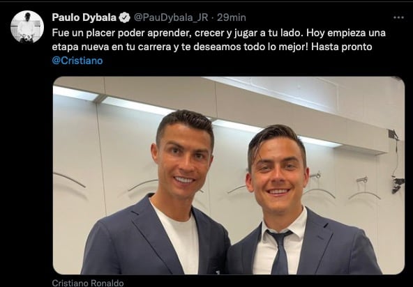 Dybala se despidió de Cristiano Ronaldo