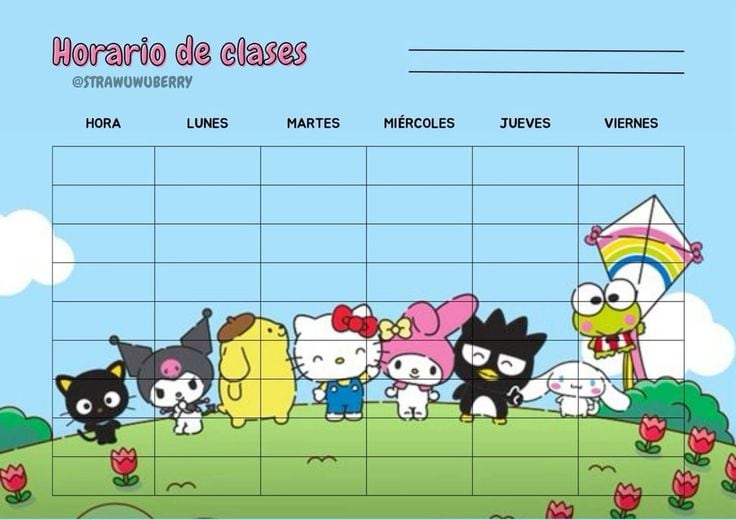 Horario escolar de Hello Kitty para imprimir