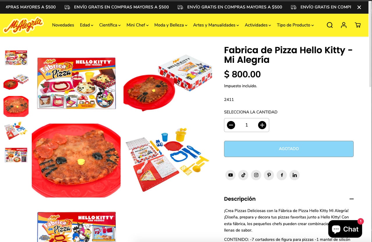 Fábrica de pizzas Mi Alegría de Hello Kitty