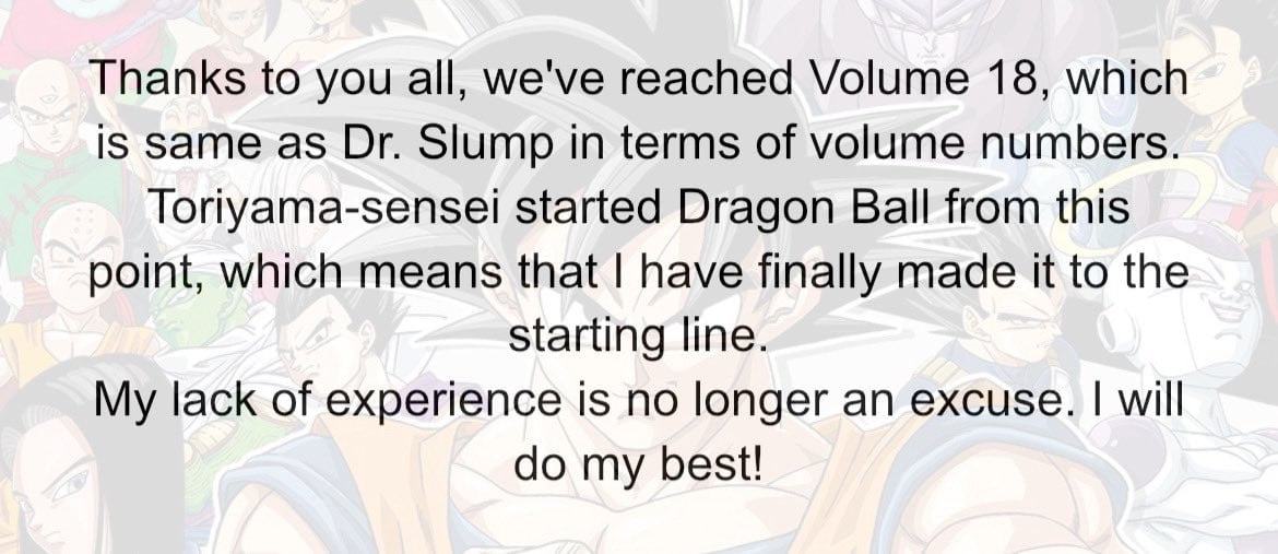 Mensaje de Toyotaro en el manga de Dragon Ball Super