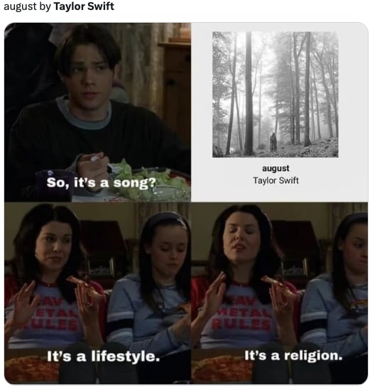 Memes dan la bienvenida a agosto 2023 con August, canción de Taylor Swift