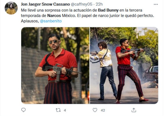 Comentarios sobre Bad Bunny como ‘El Kitty’ Páez en Narcos 3