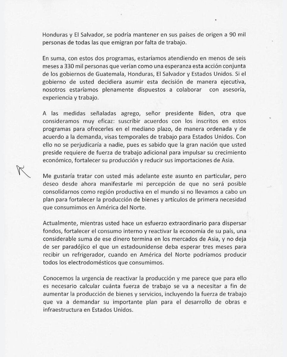 Carta de AMLO a Joe Biden