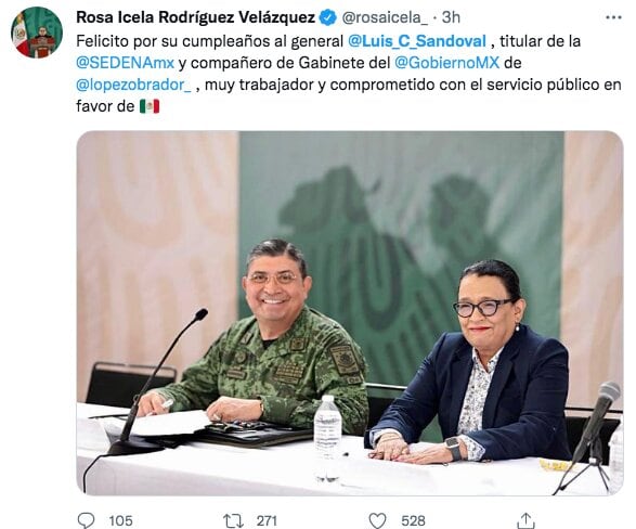 Tuit de Rosa Icela Rodríguez