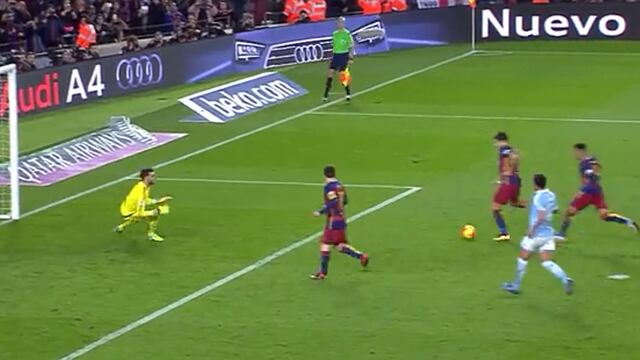 Penalti indirecto entre Messi y Suárez