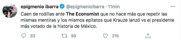 Tuit de Epigmenio Ibarra