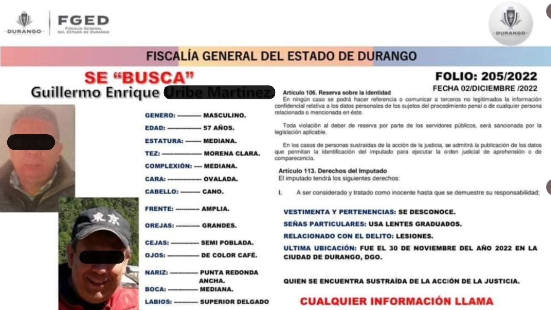 Ficha de búsqueda por meningitis en Durango
