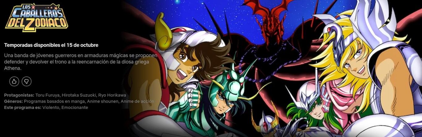 Catálogo Netflix Saint Seiya