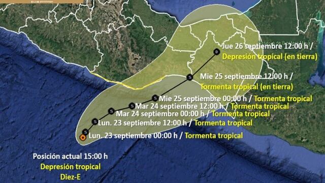 Se forma Depresión Tropical Diez-E; preven lluvias en Guerrero y otros estados