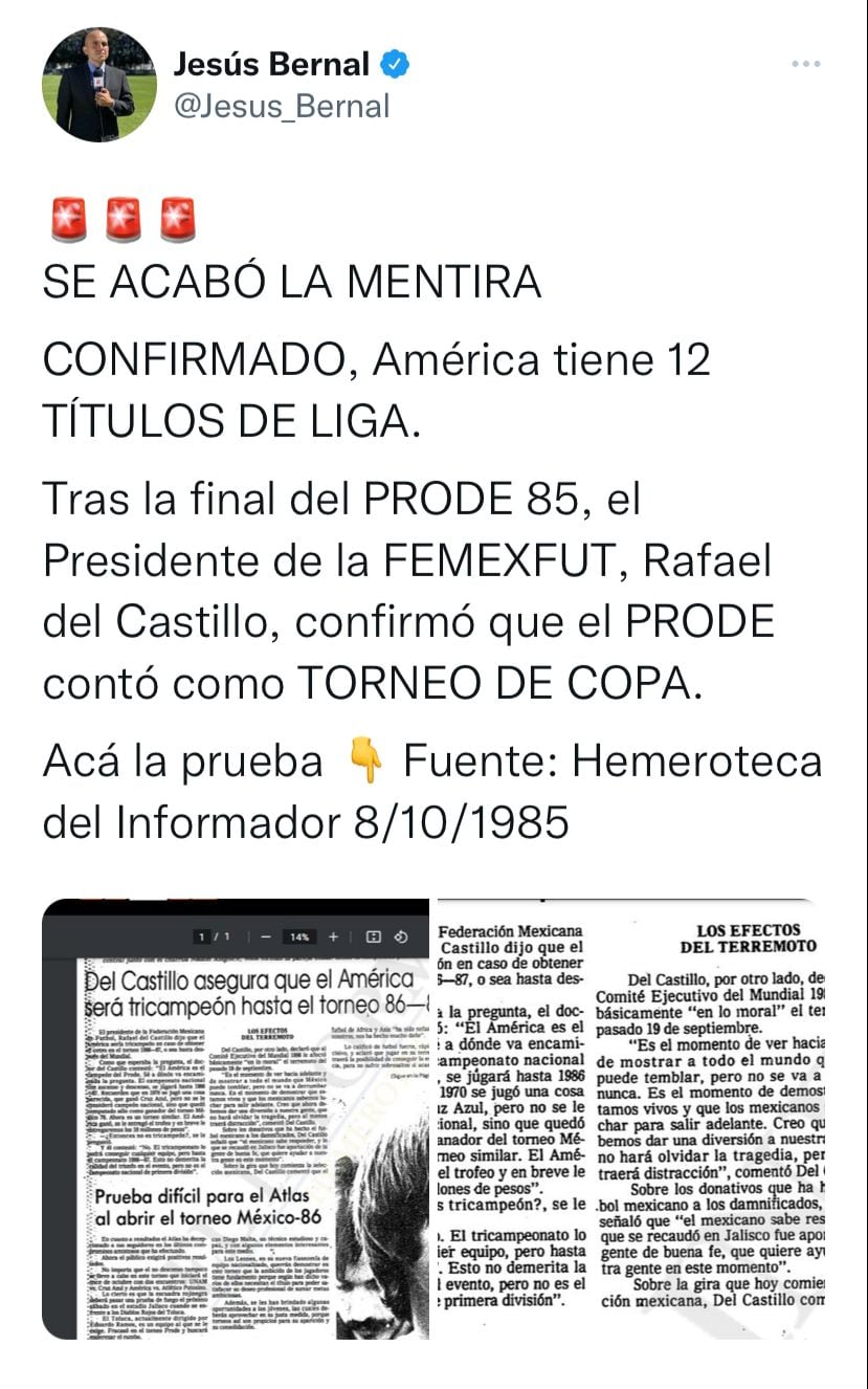 El título del PRODE 85 no debería ser contado como de liga, sino como de Copa.