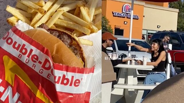 Cachan a Danna Paola comiendo hamburguesas