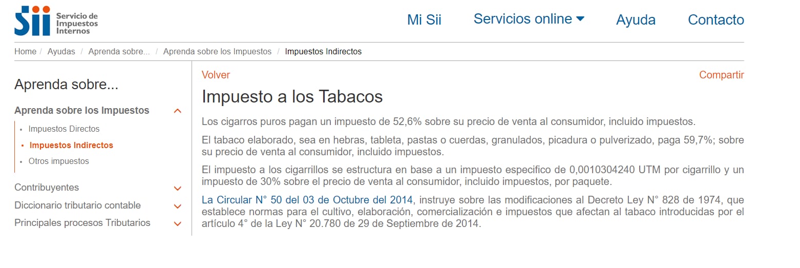Impuestos interno a los tabacos