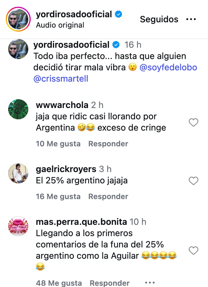 Yordi Rosado desata críticas por apoyar a Argentina en el Mundial 2026