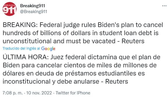 Es ilegal que Joe Biden perdone la millonaria deuda estudiantil a miles de jóvenes, resuelve juez