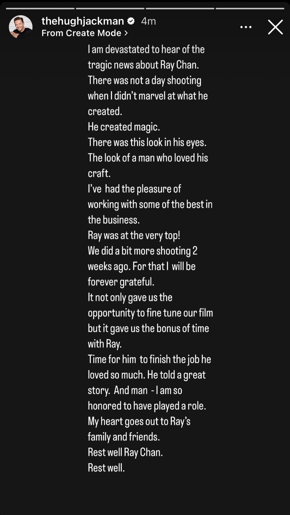 Hugh Jackman se despide de Raymond Chan, director de arte de Marvel