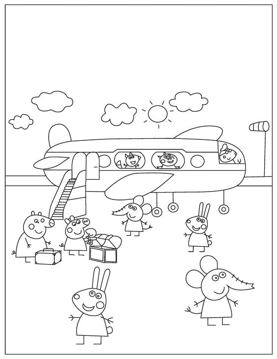 Dibujos de Peppa Pig de vacaciones para colorear