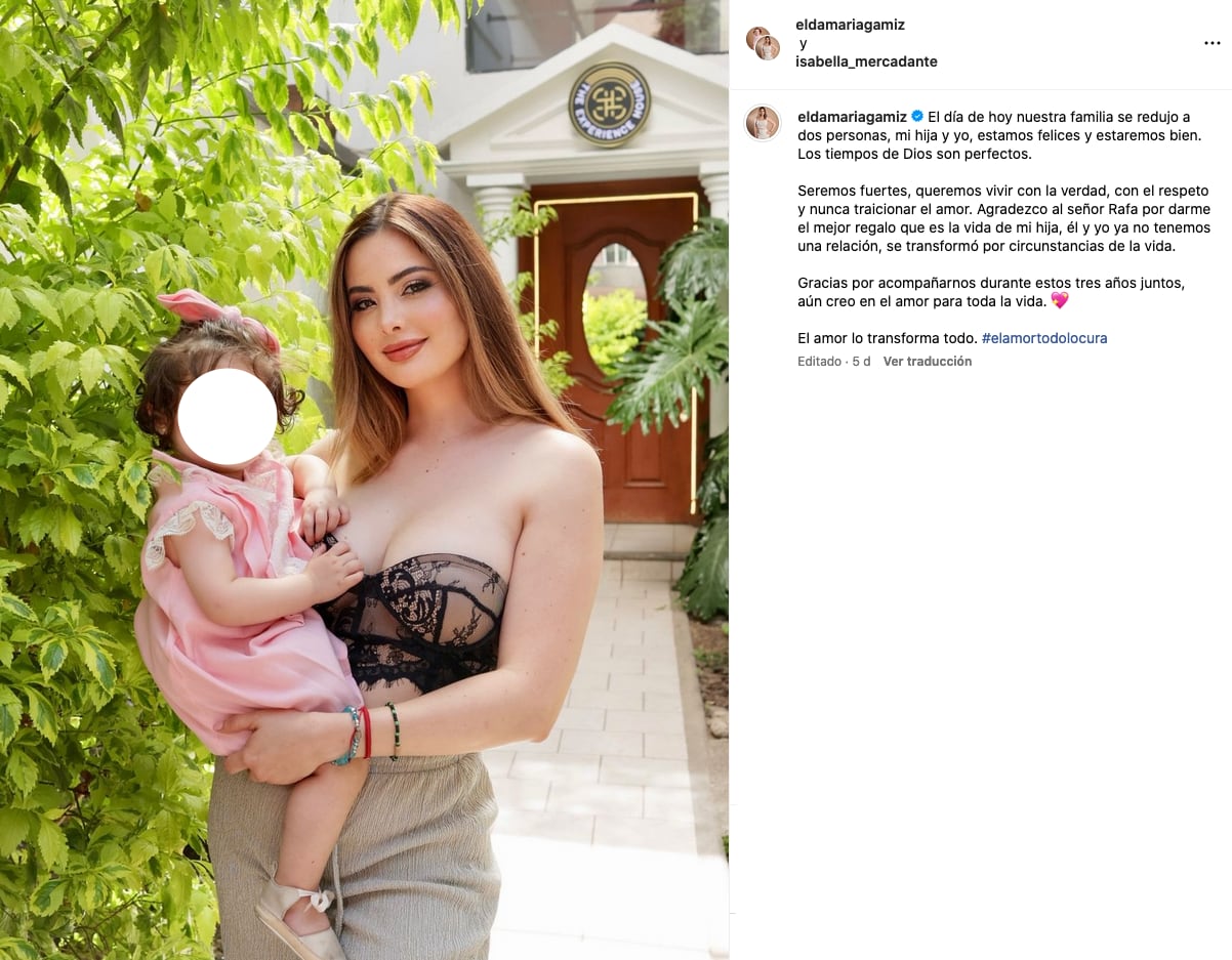 Elda María Gamiz comparte que está separada de Rafa Mercadante.