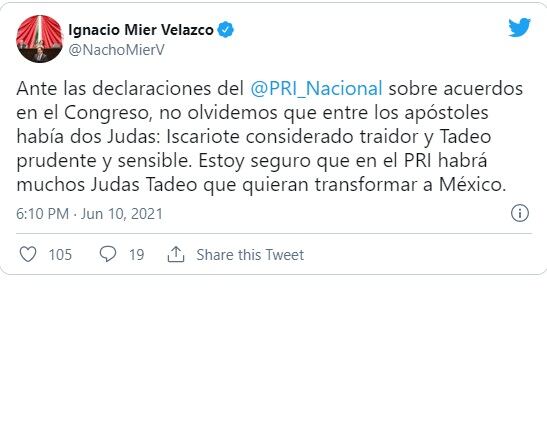 Tuit de Ignacio Mier