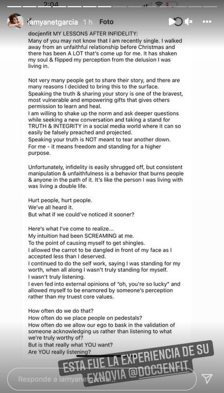 Yanet García expone infidelidad de Lewis Howes