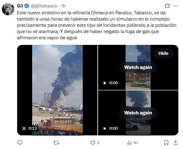 Antes del incendio, hubo simulacro en refinería Dos Bocas