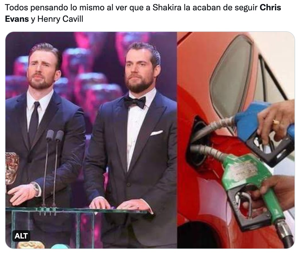 Usuarios quieren que Shakira elija entre Henry Cavill y Chris Evans