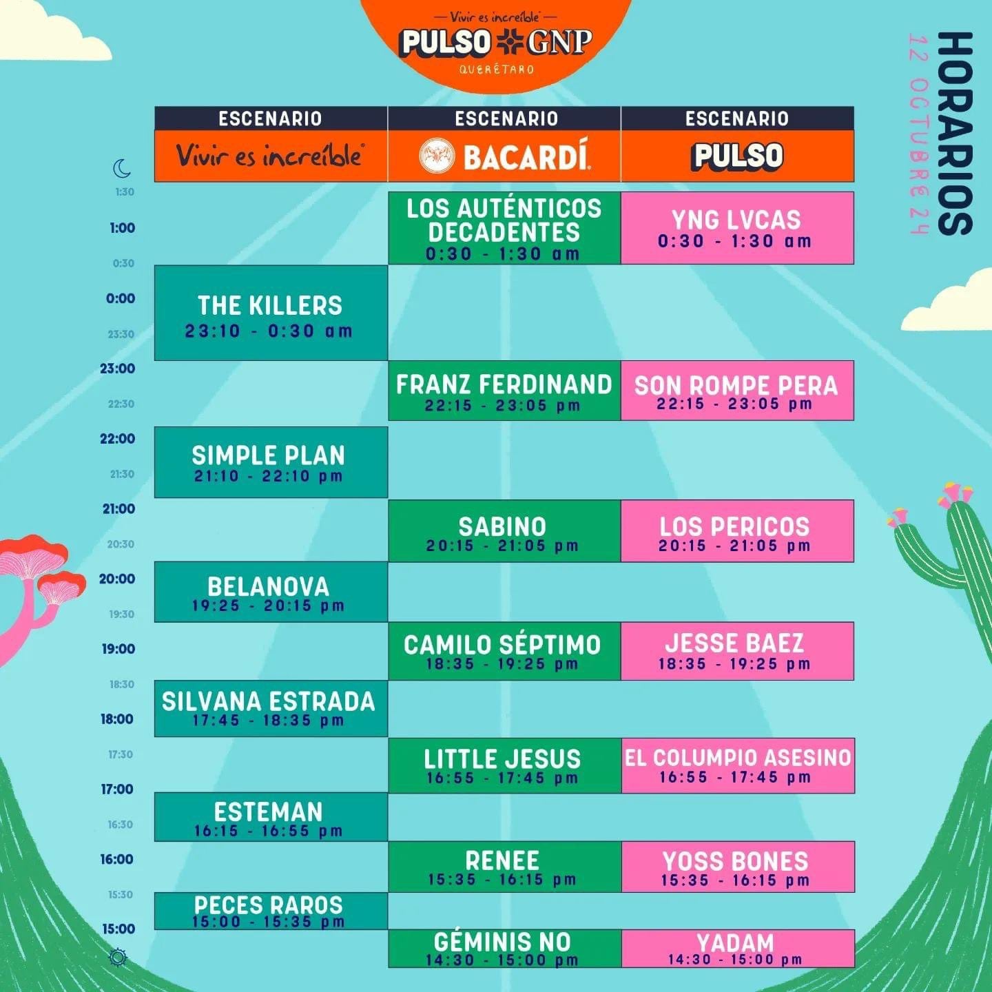 Pulso GNP 2024: Horarios para ver a The Killers, Belanova, Franz Ferdinand y más el 12 de octubre