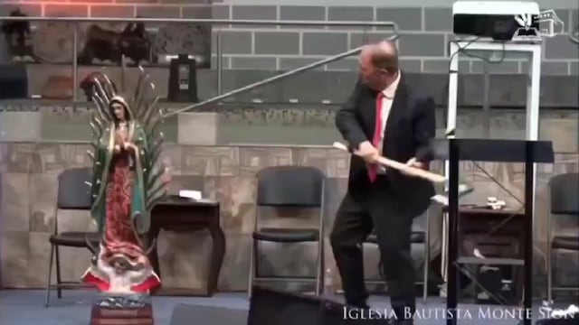 VIDEO: Pastor de Tamaulipas destroza imagen de la Virgen de Guadalupe y la Santa Muerte