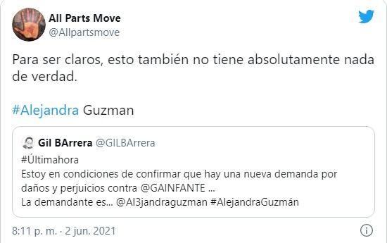 Alejandra Guzmán niega demanda Gustavo Adolfo Infante