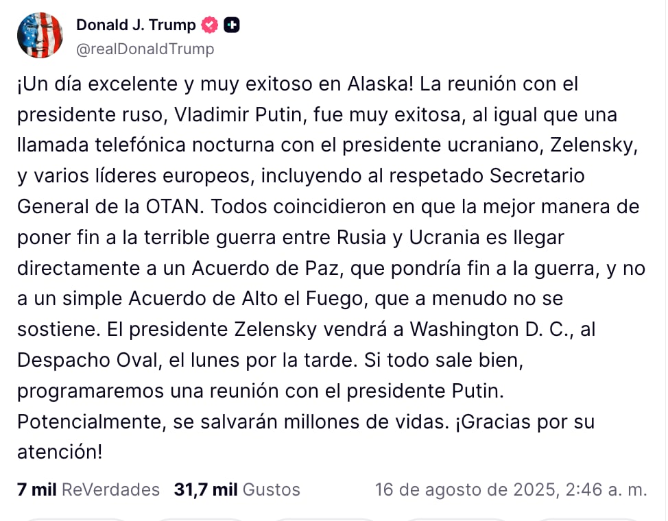 Donald Trump habla de reunión con Vladimir Putin y llamada con Volodímir Zelensky