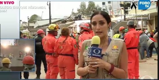 Cobertura de Danielle Dithurbide durante el sismo de 2017