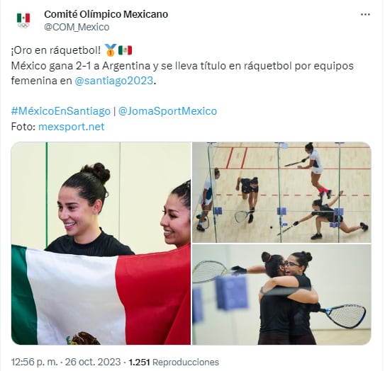 Mexico conquista oro en racquetball