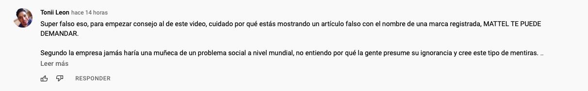 comentarios de repudio a la barbie de Debanhi Escobar/captura de pantalla