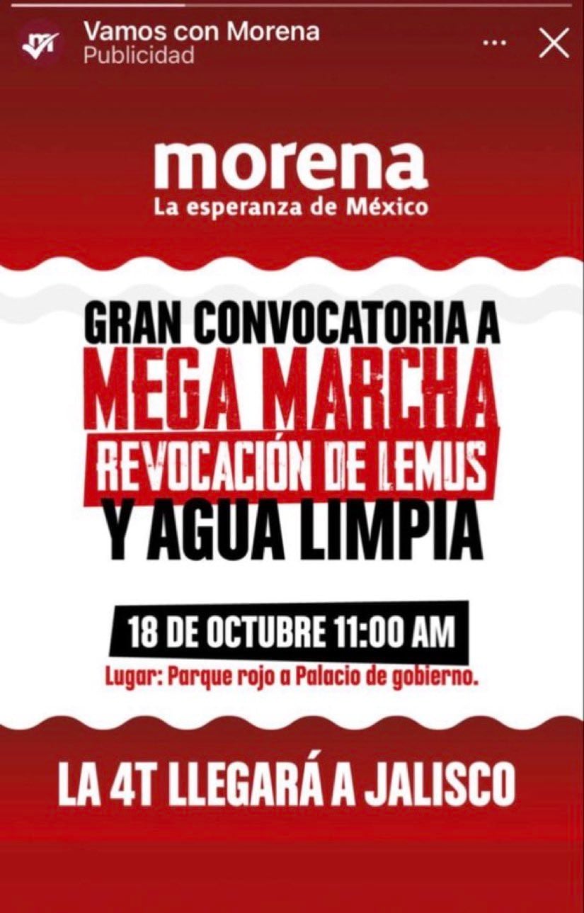 Pauta de Morena para promover la marcha por el agua en Guadalajara