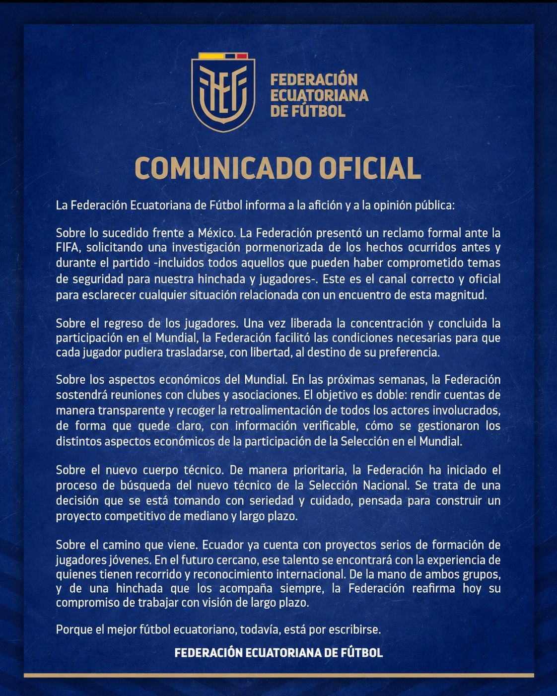 Comunicado Ecuador