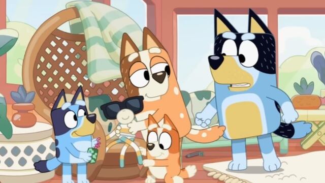 Bluey y Bingo juegan con el Sr. Monkeyjocks