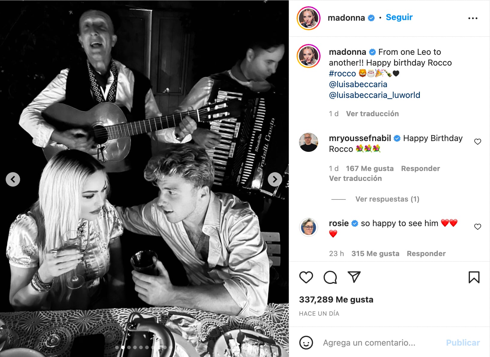 Madonna celebró el cumpleaños 22 de su hijo Rocco