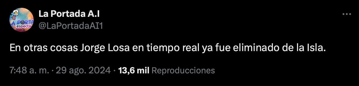 Filtran la eliminación de Jorge Losa antes de la final de La Isla 2024