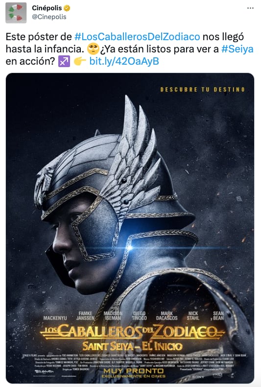 La película liv action de Los Caballeros del Zodiaco llegará a México a través de Cinépolis y Cinemex