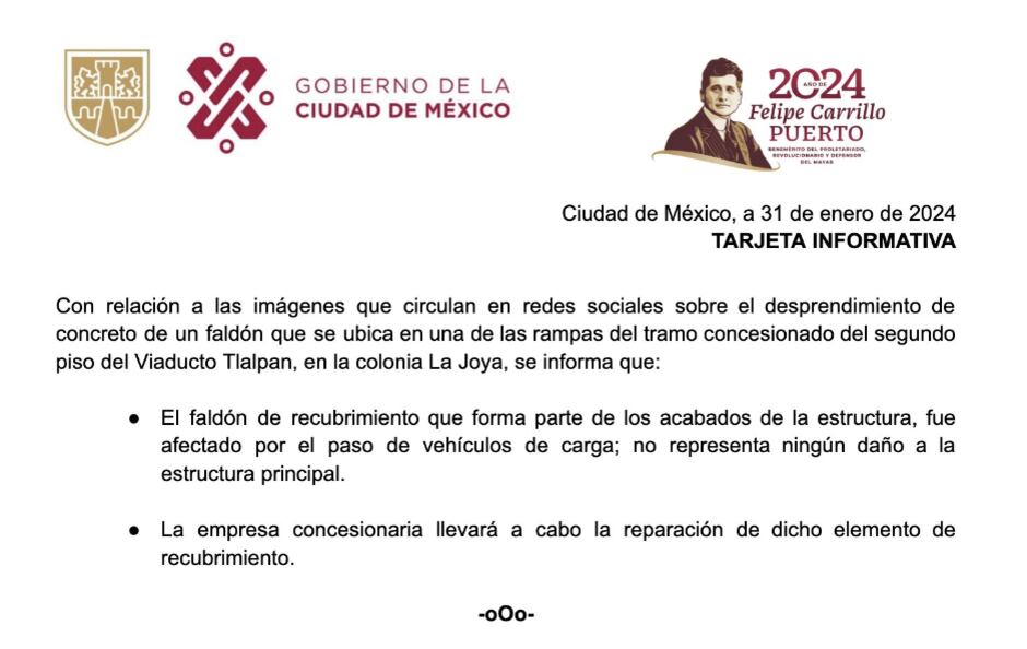 Gobierno CDMX descarta riesgo en puente que se "desmorona"