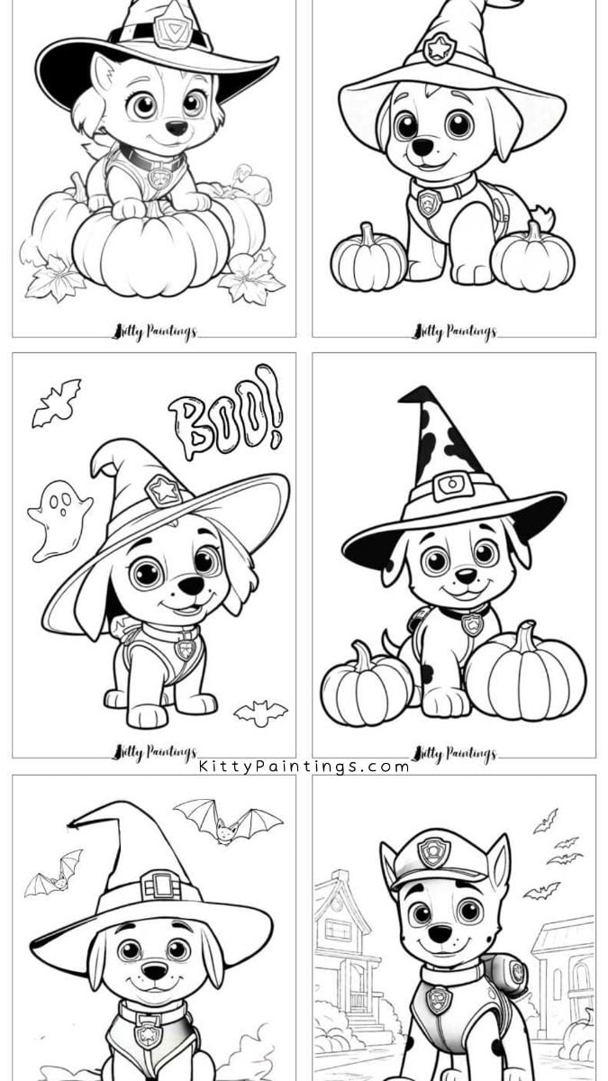 Dibujos de Skye brujita de Paw Patrol para colorear por Halloween