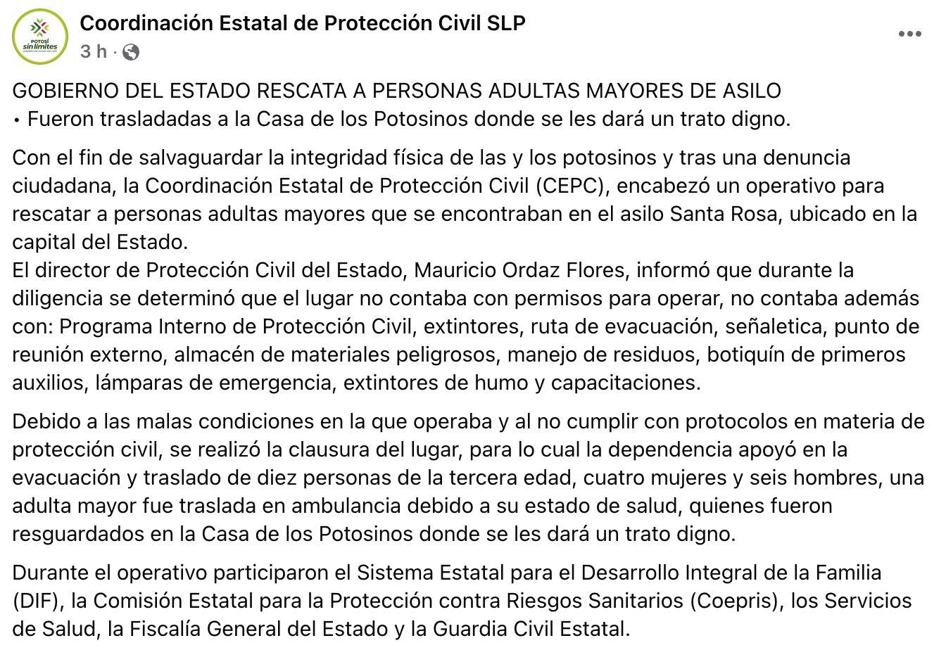 Clausuran asilo Santa Sofía en San Luis Potosí.