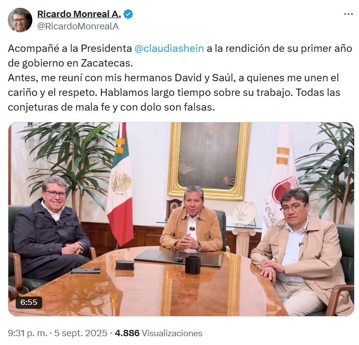 Los hermanos Monreal exhiben reconciliación y unidad tras polémicas recientes