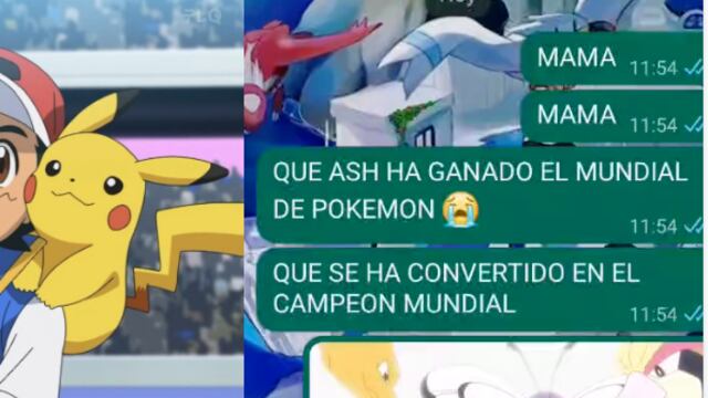 Mamá felicita a Ash y a Pikachu por ganar un campeonato después de 25 años