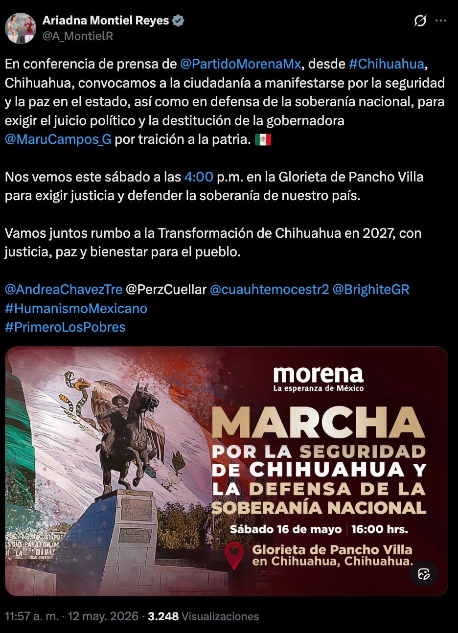 Marcha en Chihuahua por desafuero de Maru Campos