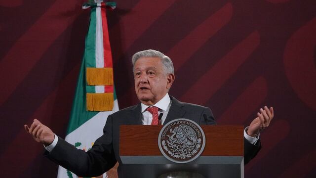 Andrés Manuel López Obrador durante la conferencia matutina desde Palacio Nacional de se presentó el Informe de seguridad.