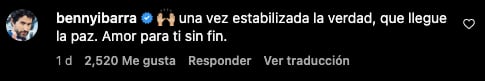 Benny Ibarra muestra su apoyo a Sasha Sokol