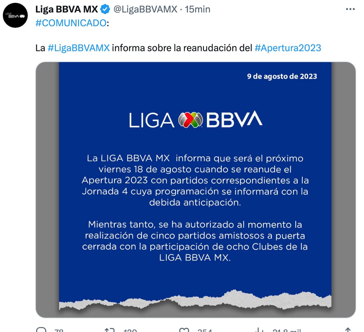 Liga MX sobre el Apertura 2023