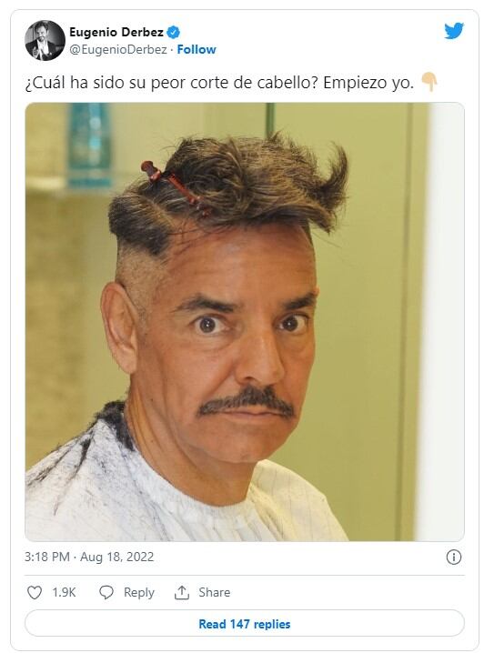 Eugenio Derbez presume su peor corte de cabello