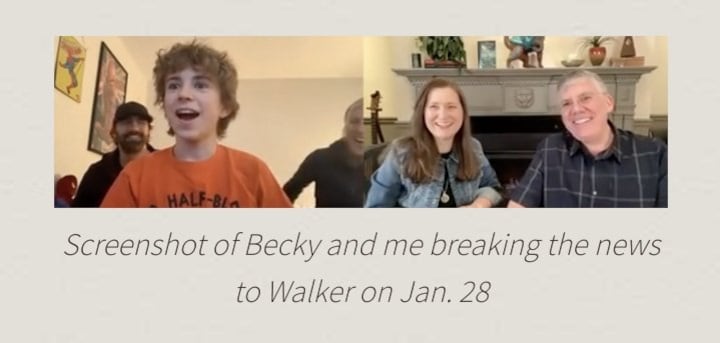 Rick Riordan dándole la noticia a Walker Scobell de ser elegido para 'Percy Jackson'